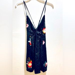 Spaghetti strip mini sequent dress